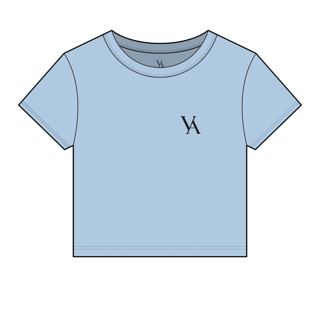 Vaelo Logo Women's Micro Rib Baby Tee — Cropped Branded Graphic T‑Shirt