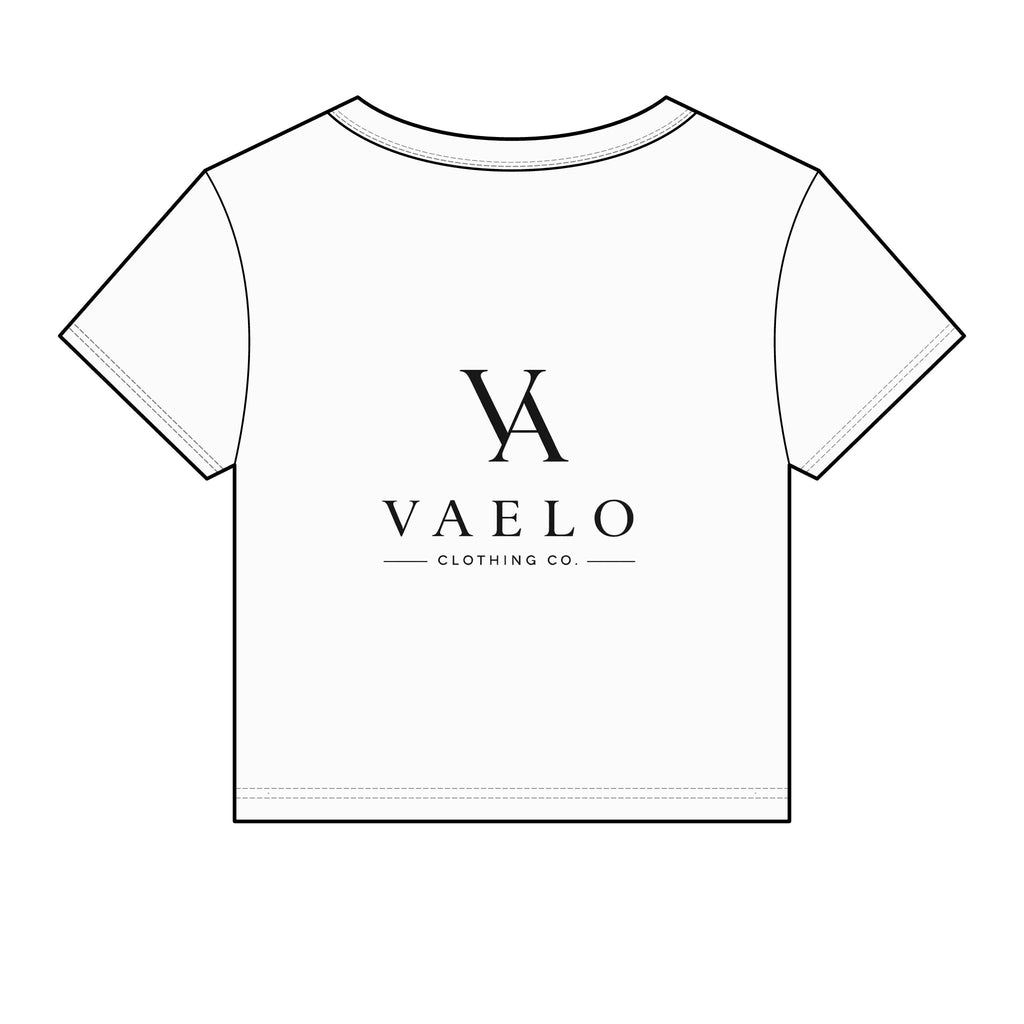 Vaelo Logo Women's Micro Rib Baby Tee — Cropped Branded Graphic T‑Shirt