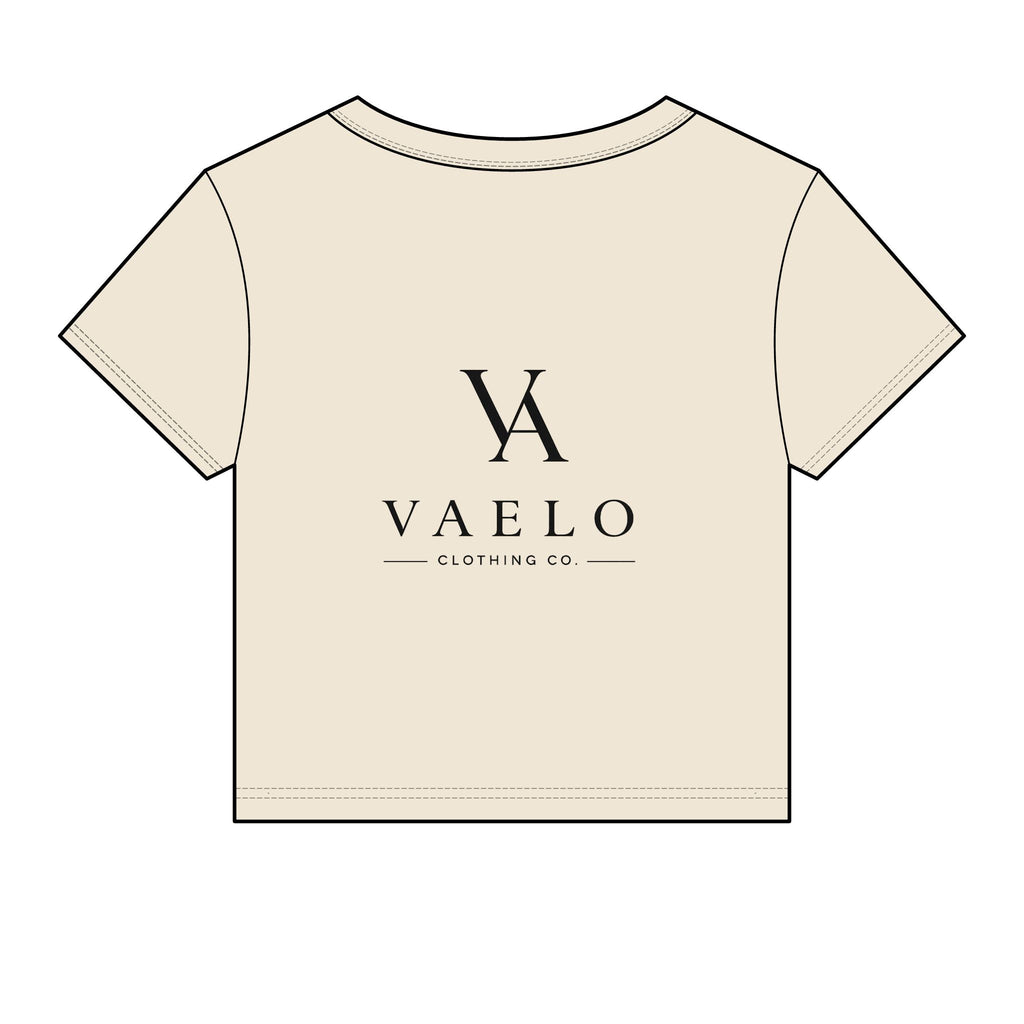 Vaelo Logo Women's Micro Rib Baby Tee — Cropped Branded Graphic T‑Shirt