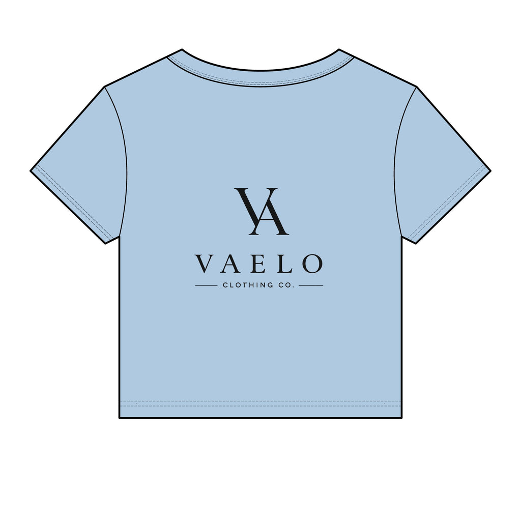 Vaelo Logo Women's Micro Rib Baby Tee — Cropped Branded Graphic T‑Shirt